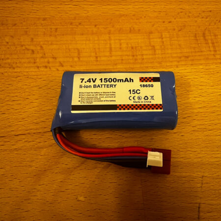 7,4V 1500 mAh Li-ion 2*18650 15C Deans/T-plug alternatiivne vaade