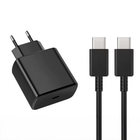 USB-C 45w EU kiirlaadija (must) + 1M kaabel (USB-C + USB+C)